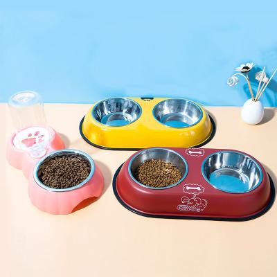 China Automatic High Quality Double Pet Bowl Food and Water Non-slip Dual Function Stainless Steel Design Dog Bowl for sale