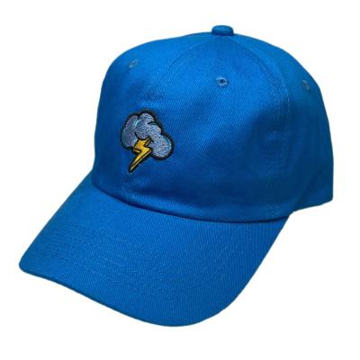 China Fashion COMMON High Quality Blue Logo Custom OEM Embroidered 100% Cotton Dad Hat for sale