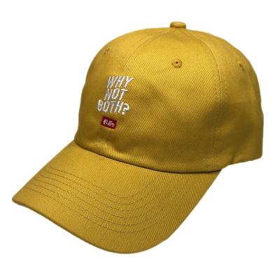 China High Quality Unstructured Yellow Unstructured OEM Cotton Logo Embroidery Dad Hat Unisex Custom Hats for sale