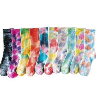 China Fashion Cotton Breathable Simple Colorful Custom Designer Logo Unisex Knitting Dye Tie-Dye Socks for sale