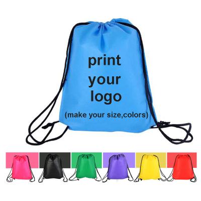 China Low MOQ waterproof cheap price custom logo printing your design non woven drawstring backpack bag for sale