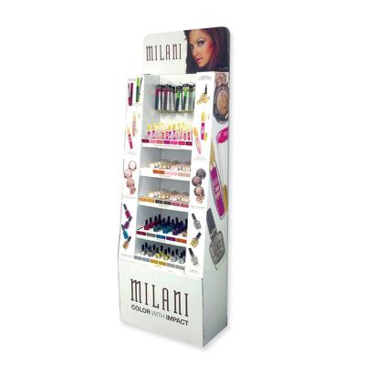 China Cosmetic Nail Polish Stand Cardboard Free Standing Nail Polish Rack for sale