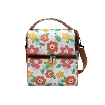 China Beautiful Fashion New Style Flower Pattern Insulation Hand Cross Lunch Bag for sale