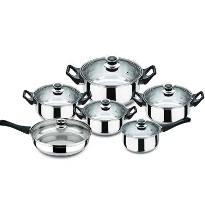 China Sustainable Factory Price 12pcs Kitchen Granite German Cookware Set Nonstick Cooking Pot Stainless Steel for sale