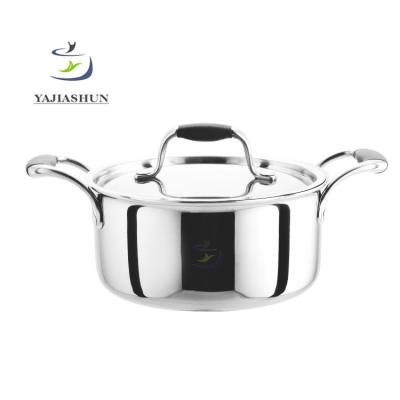 China Sustainable Professional Stainless Steel Casserole Pot Double Handled Soup Pot With Lid for sale