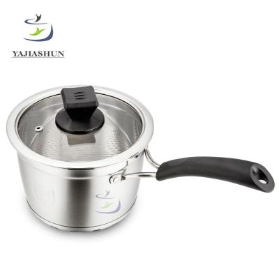 China Korea Food Grade 18/10 Mini Stainless Steel Sauce Pan Sustainable High Quality Milk Jar With Glass Lid for sale