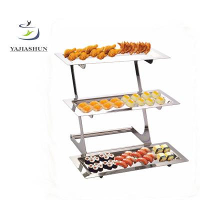 China Restaurant Party Events Stainless Steel Rack Food Display Rack 3 Tier Banquet Food Display Buffet Divide for sale