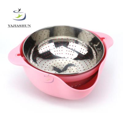 China New Designs Viable Metal Strainer Colander Stainless Steel Plastic Pasta Colander With Handles for sale