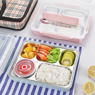 China Cool Keeping Double Wall School Tiffin Lunch Box Thermo Insulated Bento Lunch Box Food Grade Container Stainless Steel Lunch Box with Mini BO for sale