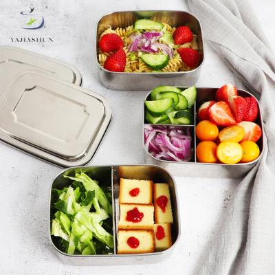 China Freshness Preservation 304 18/8 Stainless Steel Rectangular 3 Compartment Kids Bento Lunch Box For Kids Food Container for sale