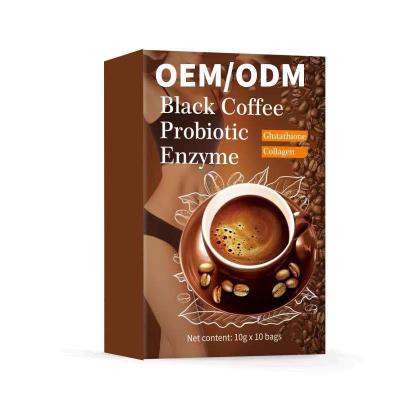 China Organic Food Slimming Body Skin Collagen Peptide Black Coffee OEM Source Plant Flower Collagen Growing Instant Coffee for sale