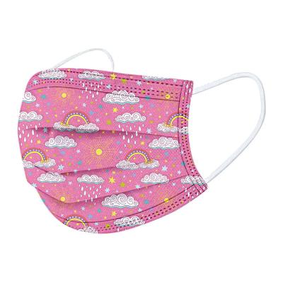 China High Effective Filteration > 95% Wholesale Face Mask 3 Layers Disposable Face Mask For Kids Loop Face Designer Mask Children's Rainbow Pattern Print for sale