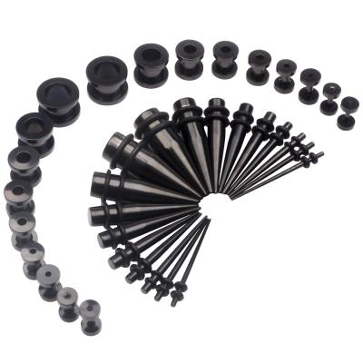 China NUORO CLASSIC 36PCS/Set 316L Stainless Steel Ear Stretching Kit Expander Jewelry Ear Tapers Plugs Silicone Gauges Tunnels Piercing for sale