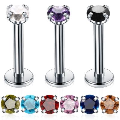 China CLASSIC Stainless Steel Colorful Zircon Around Lip Nails Nose Nails Inner Teeth Four Claws Human Body Piercing Jewelry for sale