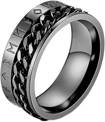 China Vintage Motivate Rune Relieve Stress Spinner Ring For Men Norse Anti-Anxiety Restless Band Norse Viking Rotatable Ring Celtic Giratorio for sale