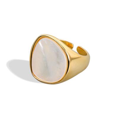 China Trendy Jewelry Shell Rings White Irregular Geometric Ring Fashion Creative For Women Girls Minimalism Opening Party for sale