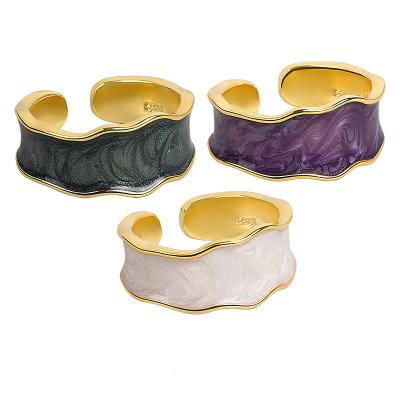 China Fashion TRENDY Purple Drip Oil Rings Open Adjustable Irregular Rings For Women Wedding Jewelry Drip Luster Wave Ring for sale