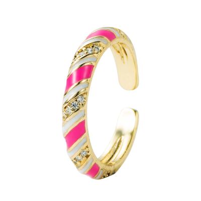 China FASHIONABLE Multicolor Neon Enamel Bands Gold Color Clear CZ Engagement Eternity Band Stack Women Ring for sale