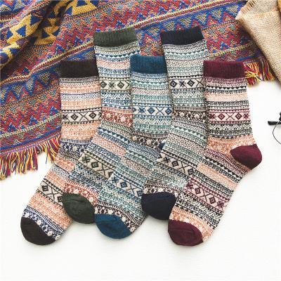 China Custom Cheap CT Antibacterial Crew Wool Socks Nation Style Man Thick Socks For Winter for sale