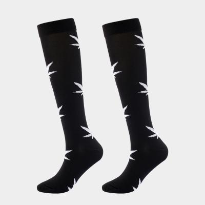 China Breathable Maple Leaf Tube Pressure Socks Long For Adults Unisex Sports Calf Socks for sale