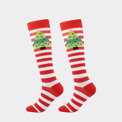 China 80%Nylon Christmas Tree Holiday Socks Compression Crew Jacquard Sock for sale