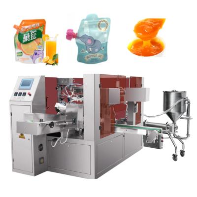 China Automatic Beverage Rack Up Doypack Oil Liquid Sauce Filling Pouch Rotary Packing Machine for sale