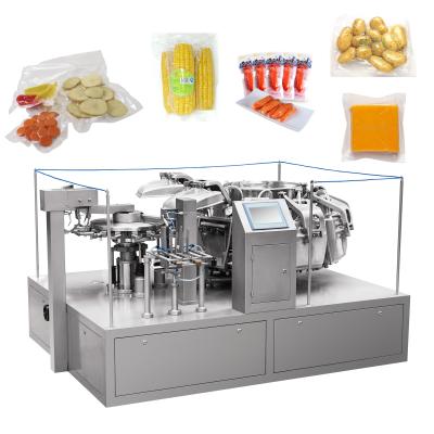 China Automatic Beverage Fish Flesh Pouches Rotary Vacuum Packing Machine for sale