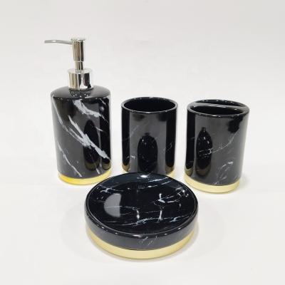 China Sustainable Hot Selling black Ceramic & Metal Soap Bathroom Accessories Home Hotel bathroom accessories set en venta