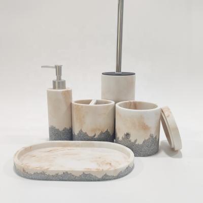 Chine Sustainable New White Sand Resin Bathroom Accessories Set luxury accessories for hotel bathroom products à vendre