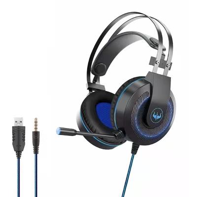 China Earphone Factory Gaming Headset Music 3.5mm Plug Wired On-Ear Earphone With LED Light for sale