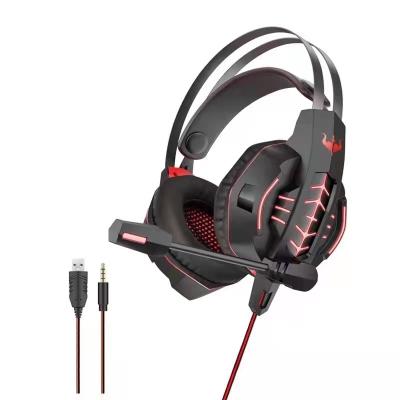 China Earphone Factory Supply 3.5mm Cable Direct Stereo Gaming Headset Gamer Earphone With LED Light for sale