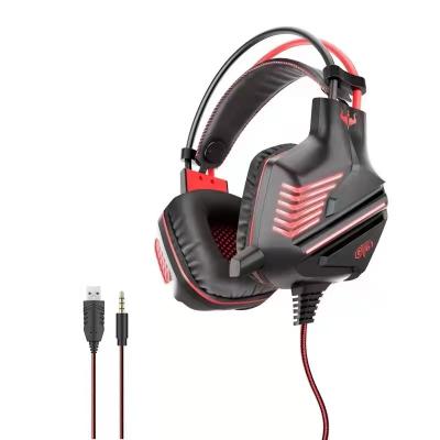 China Earphone factory supplier 3.5mm wired gaming headset stereo gamer earphone with LED light for sale