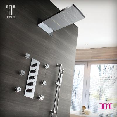 China With European Style High Quality Brass Slide Bar Rain Shower Faucet Set With 6 Pcs Brass Body Spray for sale