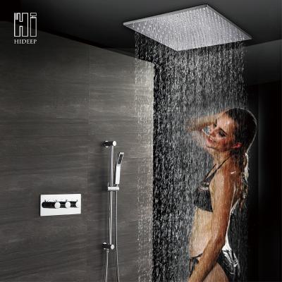 China With Slide Bar Bathroom Shower Two Functions Wall Mounted Thermostatic Rain Shower Faucet Set for sale