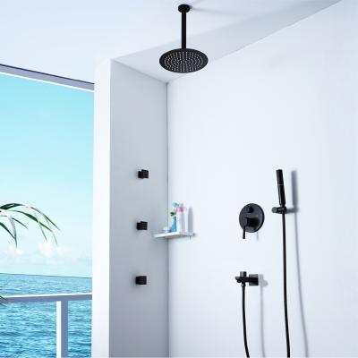 China Without Hidden Slide Bar Wall Mounted Bathroom Shower Faucet Set With Body Spray Hot And Cold Water Shower Valve for sale