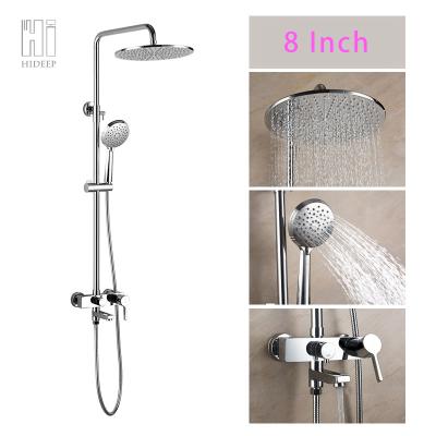 China With Slide Bar Wall Mounted Antique Brass European Style Bath Shower Faucet for sale