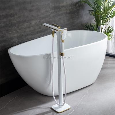 China Without HIDEEP Chrome Slide Bar Bathroom Floor Stand Faucets/Black/White Hot And Cold Water Tub Shower Faucet for sale