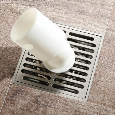 China HIDEEP Modern Washing Machine Drain 10*10cm Swept Brass Bathroom Floor Drain for sale