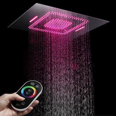 China Without Switch 800mmx600mm In-Ceiling Mount Multicolor Chrome Finish LED Lighting Shower Head With Remote Control for sale