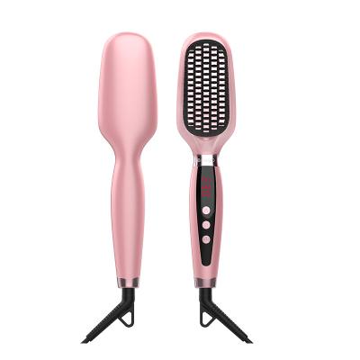 China Compact Smart Brush Fast Hair Straightener Straight Hair Brush Ionic Hot Brush Airbrush With Display for sale