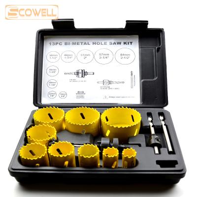 China 13PCS Bimetal Plywood Hole Saw Kit For Cutting Wood And Metal Core Drill Crown Holesaw Cutter Set 22mm - 73mm for sale