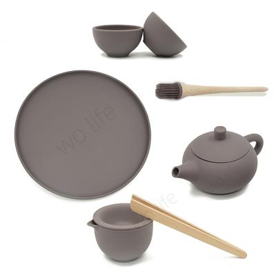 China Viable Product Silicone Traditional Tea Set New Logo Afternoon Tea Set Custom Heat Resistant With Coffee And Cleaning Brush Tea Sets for sale