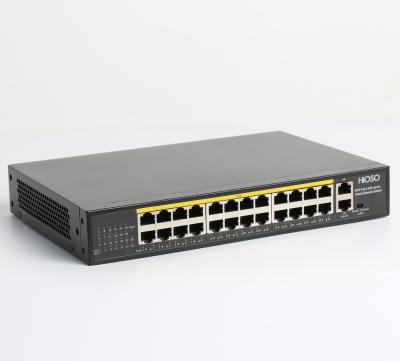 China CCTV system DC24V POE switch 24 poe ports with 2 uplink Rj45 port Poe switch for sale