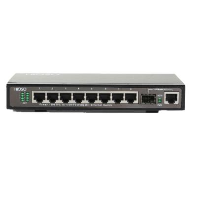 China FTTX Fiber Switch 8 10/100M TP Port +2 100/1000M Combo Port Gigabit Ethernet Switch for sale