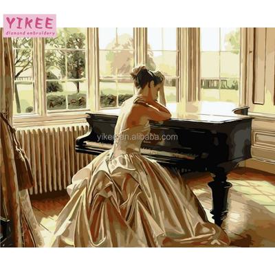 China Modern canvas oil painting piano, painting by numbers modern oil painting, diy oil painting by number for sale