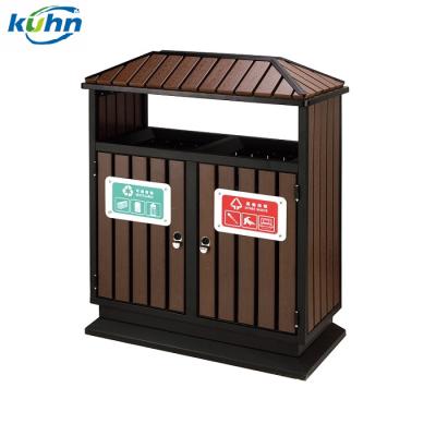 China Viable Recycle PVC Garbage Bin And Outdoor Wooden Dust Bin Bin For Park Waste Box for sale