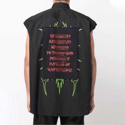 China Fashionable Trade OEM Men's Vests QUICK DRY Cover Sleeve Vests Printed Vest Patchwork Color Block Turn-Down Collar Men Vest Pockets for sale