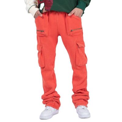 China Keep Warm High Quality OEM Multi-Pockets Mens Pants With Metal Zippers Fashionable Custom Cargo Pants Washed Fleece Streetwear Jumpsuits For Men for sale