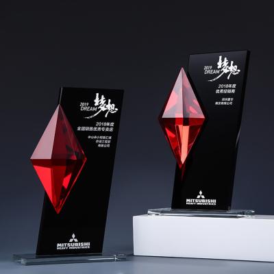 China diamond design crystal trophy glass awards for lettering for sale