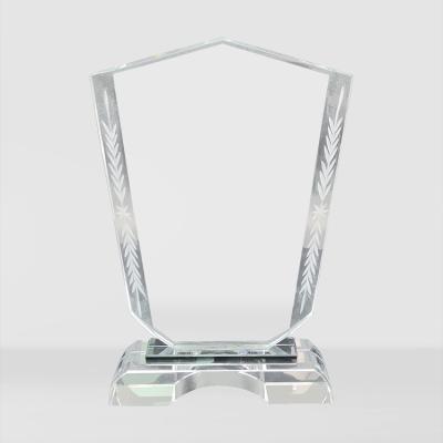 China High quality Featured bridge base crystal glass trophy plaques with engraved logo for sale